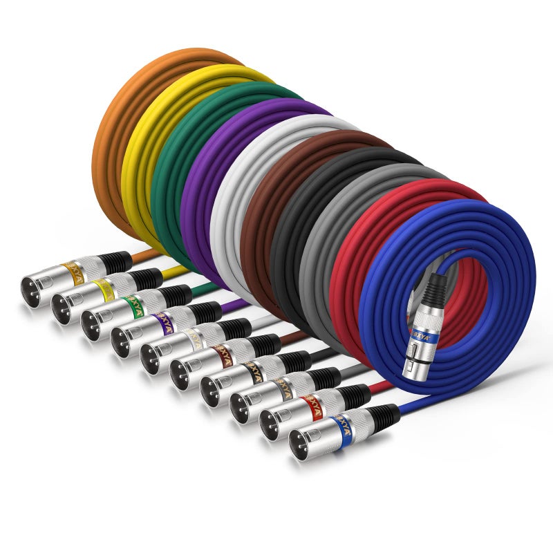 EBXYA XLR Cable 10 ft 10 Packs - Premium Balanced DMX Cable, XLR Male to Female Microphone Cable - Image 1